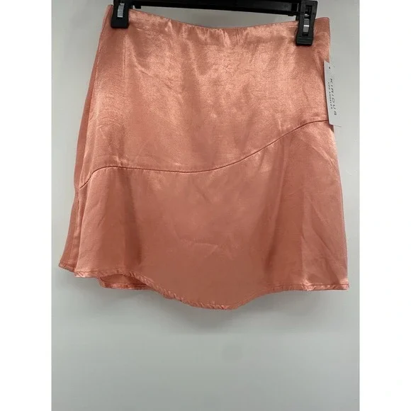 Kirious Los Angeles Peach Satin Mini Skirt S Slip Style Silky Skirt Sexy Flirty - Picture 8 of 11